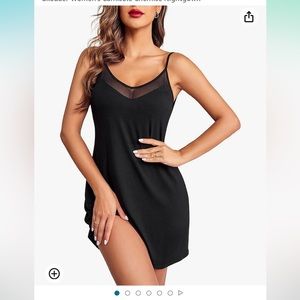 NWT Ekouaer Women's Camisole Chemise Nightgown black, large